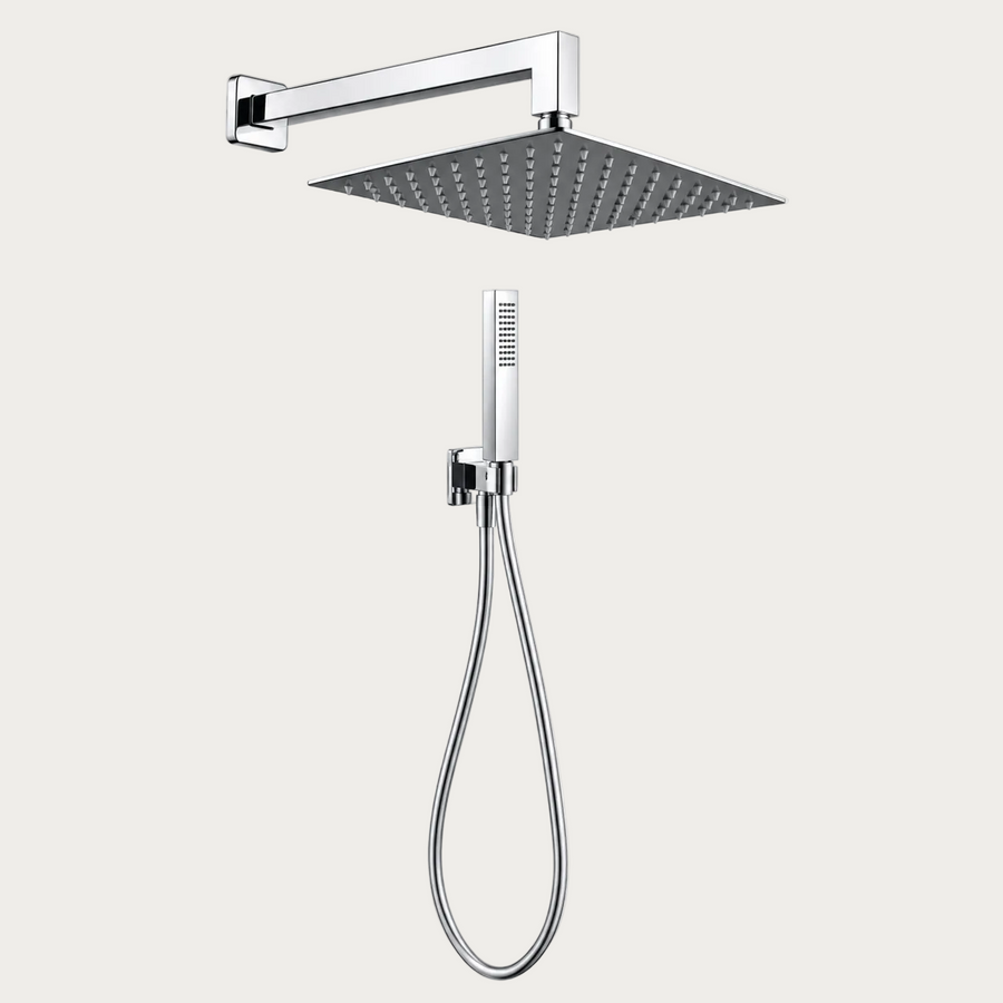 Set doccia quadrato con seconda uscita in ottone
