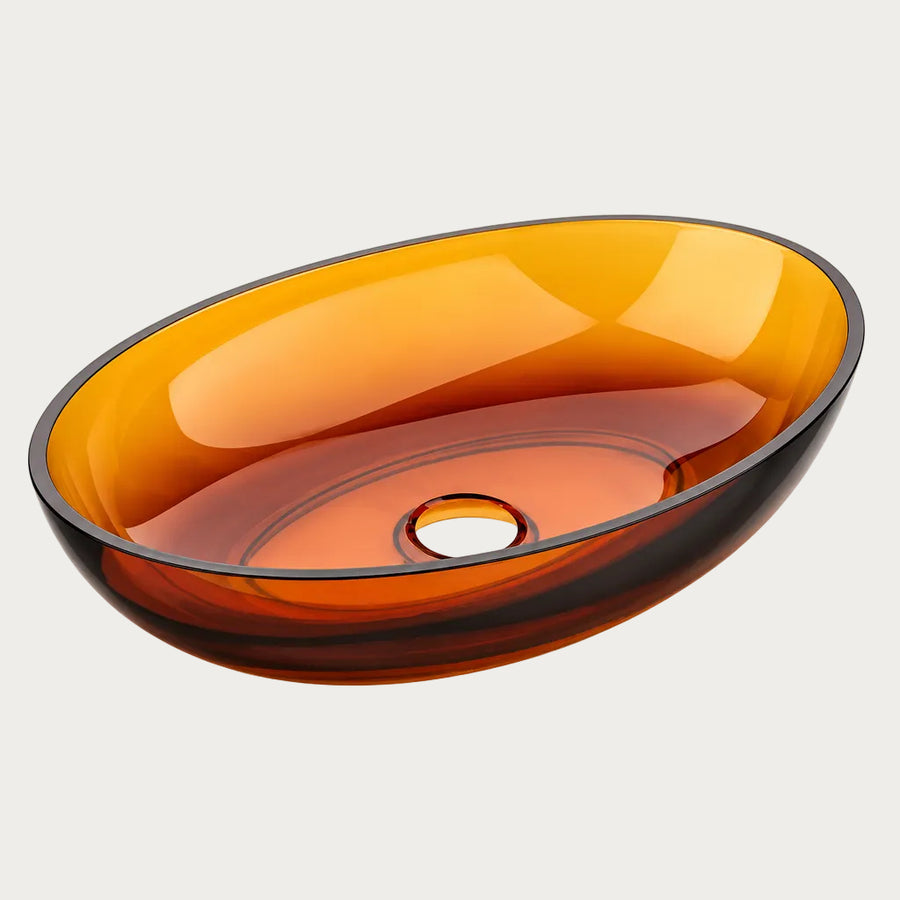 Lavabo trasparente Ovalo Amber Orange