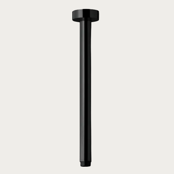 Braccio doccia a soffitto rotondo da 30 cm in nero opaco