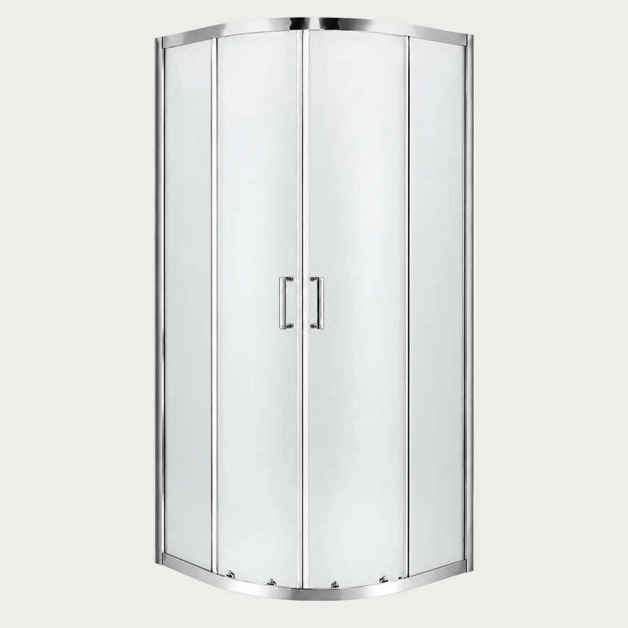 Box doccia semicircolare Forma con vetro satinato con profili cromati con maniglia in acciaio inox