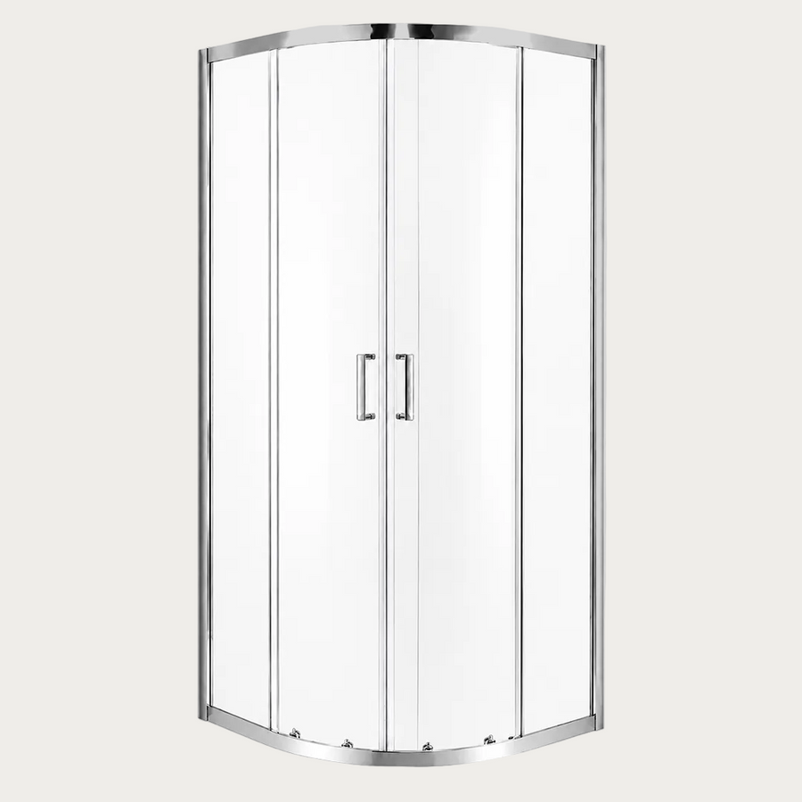 Box doccia semicircolare Forma con vetro trasparente con profili cromati con maniglia in acciaio inox