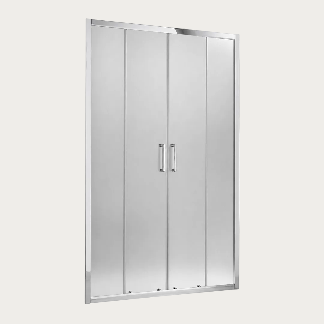Porta doccia in vetro Linea con vetro satinato con profili cromati