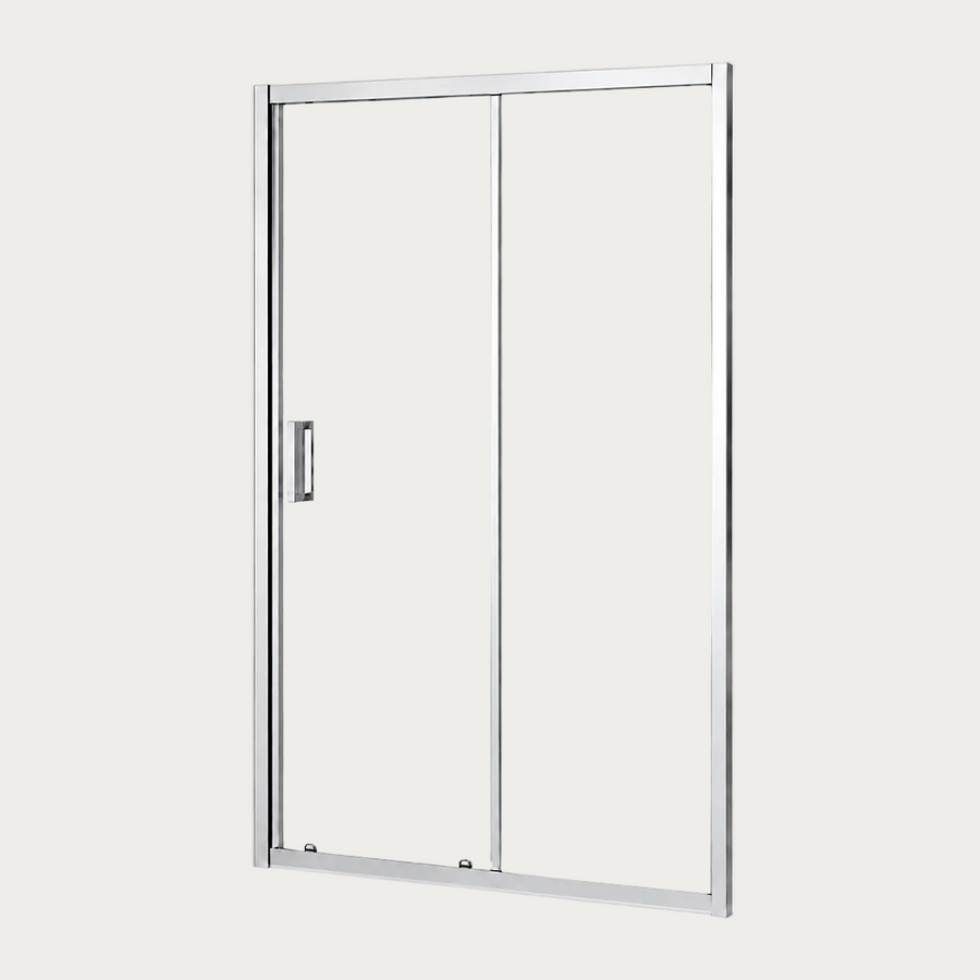 Porta doccia in vetro Linea con vetro trasparente, profili cromati e maniglia in acciaio inox